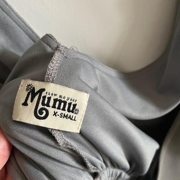 Show Me Your Mumu Kendall Maxi Dress Soft Charcoal Crisp - Picture 7 of 8